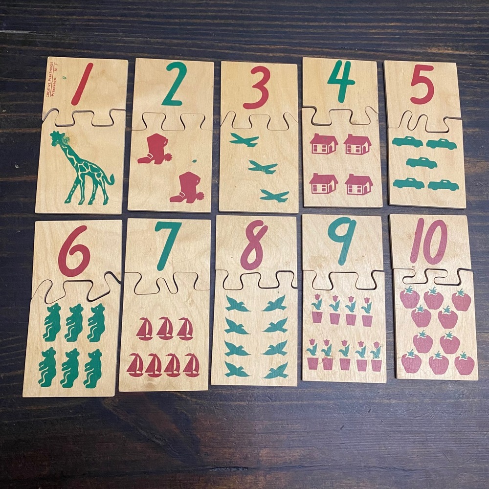 Vintage Creative Playthings Wooden Number Puzzle‎ Educational Toy Counting PreK